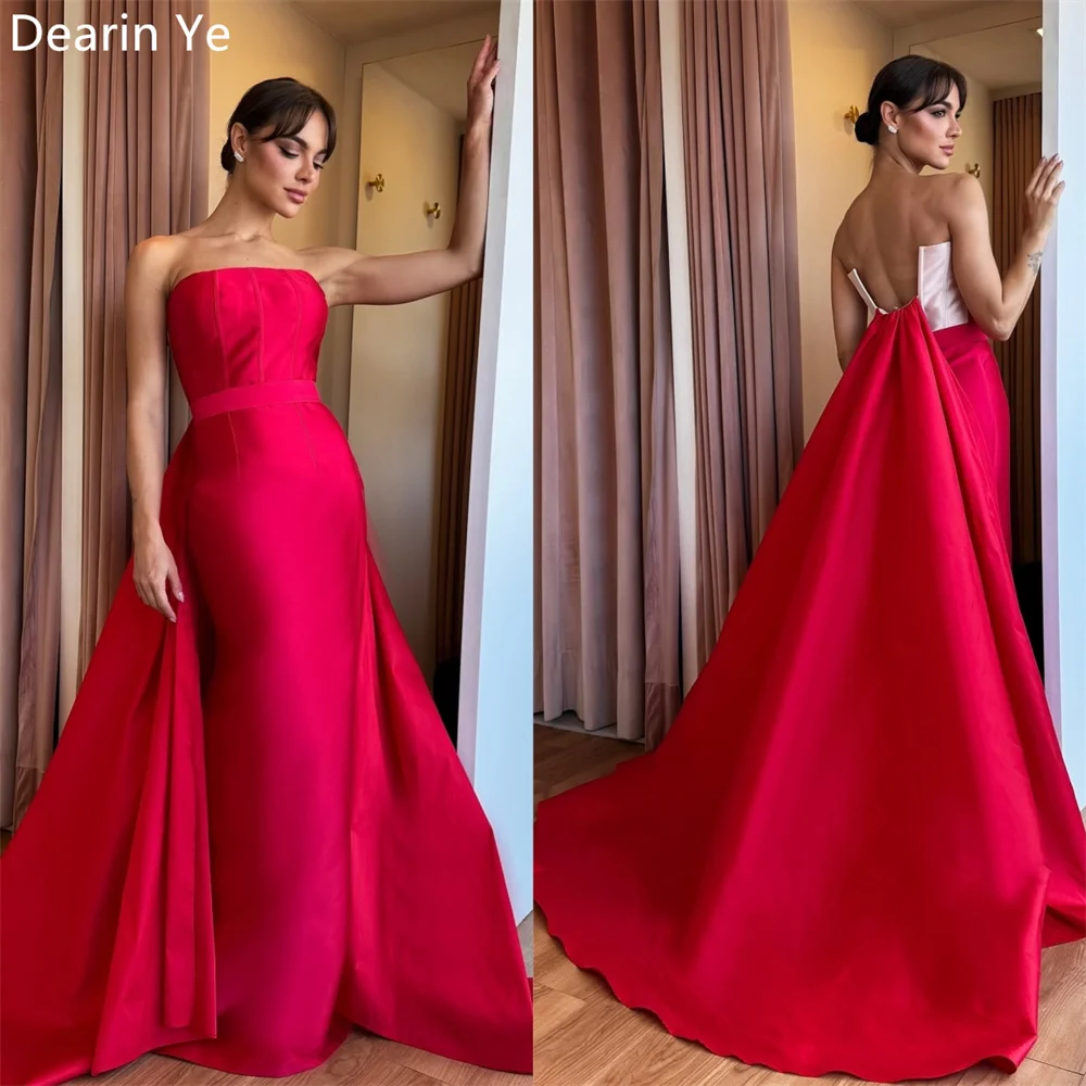 

Customized Evening Gown Prom Dearin Strapless Column Floor Length Open Back Skirts Draped Sleeveless Bespoke Occasion Dresses Sa