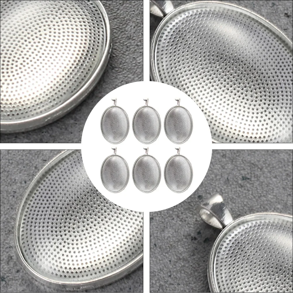 6 قطعة الوقت الأحجار الكريمة قلادة صينية البيضاوي زجاج قبة Diy بها بنفسك صنع المجوهرات قاعدة الحرفية الراتنج فارغة إعداد قلادة قاعدة #5