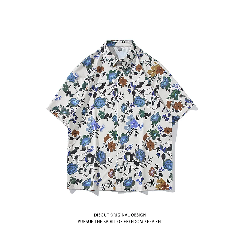 

Hawaiian Flower Shirts Full Printed Short Sleeve Shirt Trendy Cuban Collar Beach Shirts Unisex Blouses Men Women Tops