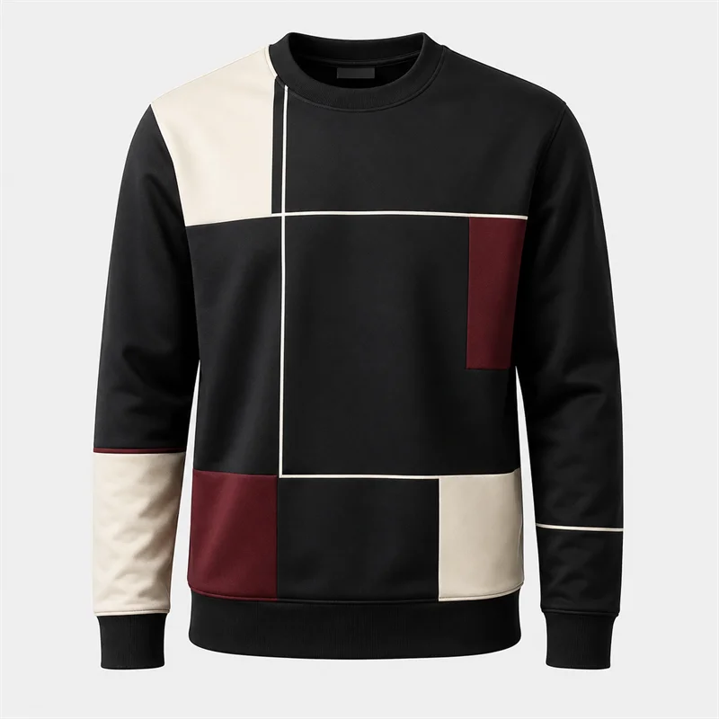 Simple Geometric Graphic Sports Sweatshirts Fashion Casual Long Sleeve Unisex Sweater Loose Breathable Outdoor Fitness Pullovers