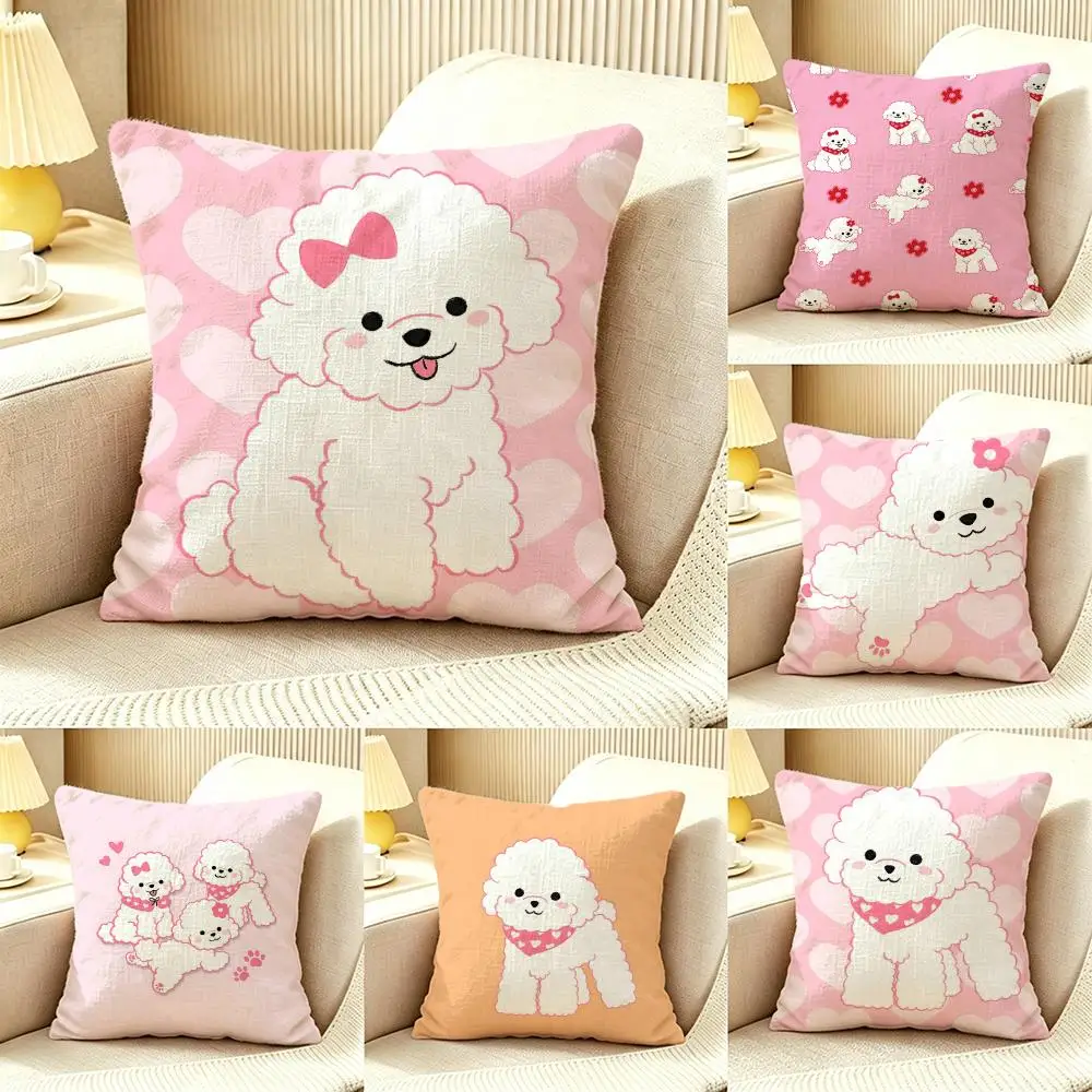 Bichon Frise Pattern Cushion Cover Pillow Cover Nordic Minimalist Throw DoubleSided Print Cushion Case for Sofa Bedroom Decor