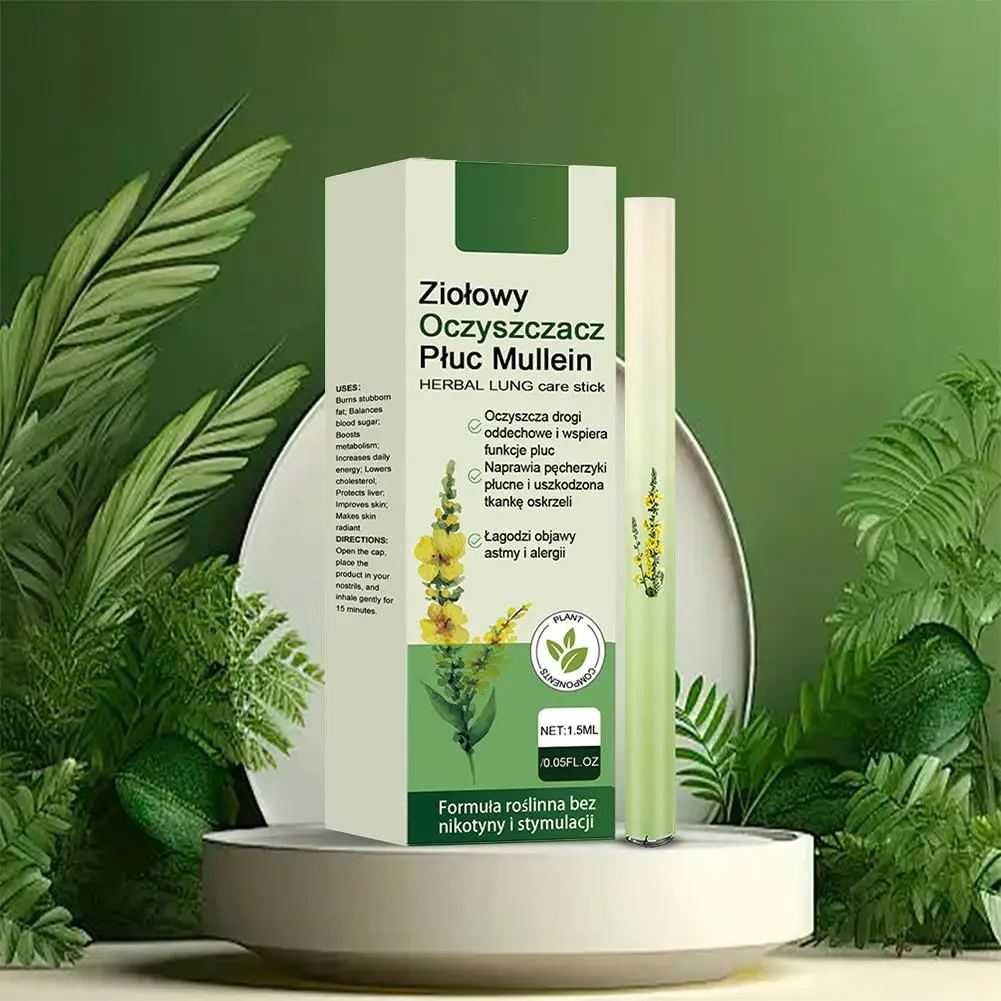 Herbal Diffuser Pen with Extracts of Mullein Mints Rosemary Natural for Lung Cleansing Clear Breathing Improvement