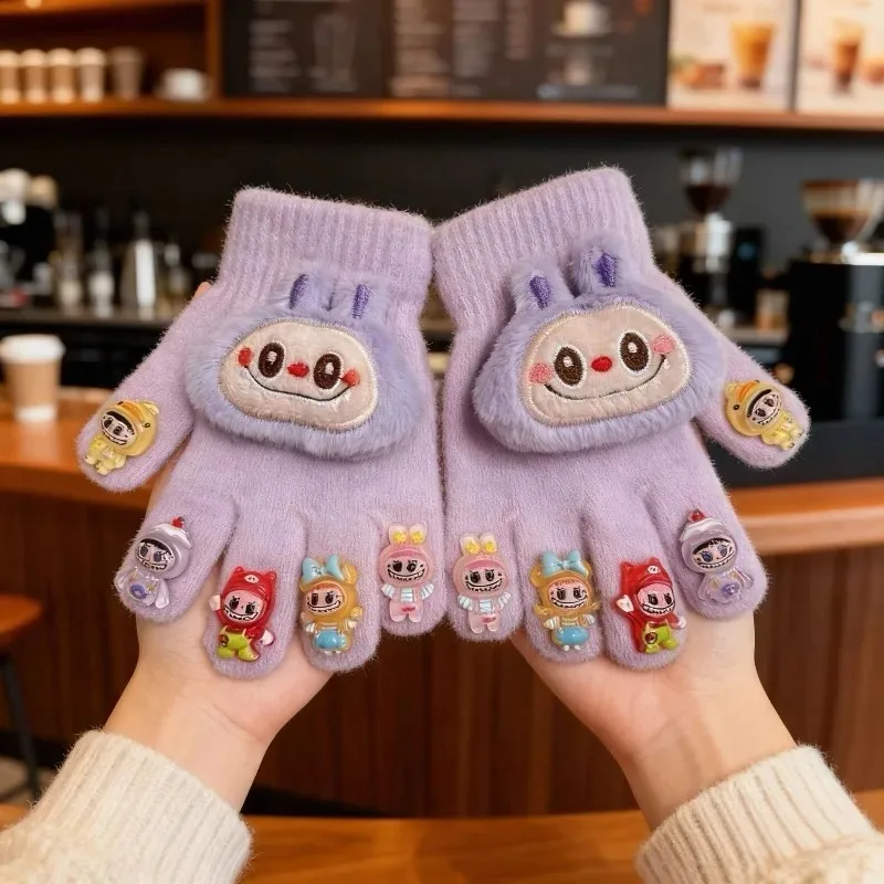 قفازات أصابع كرتونية لطيفة شتوية دافئة معزولة حراريًا للجنسين للبالغين مضادة للبرد تعمل باللمس متوافقة مع أزياء ناعمة ومريحة #6