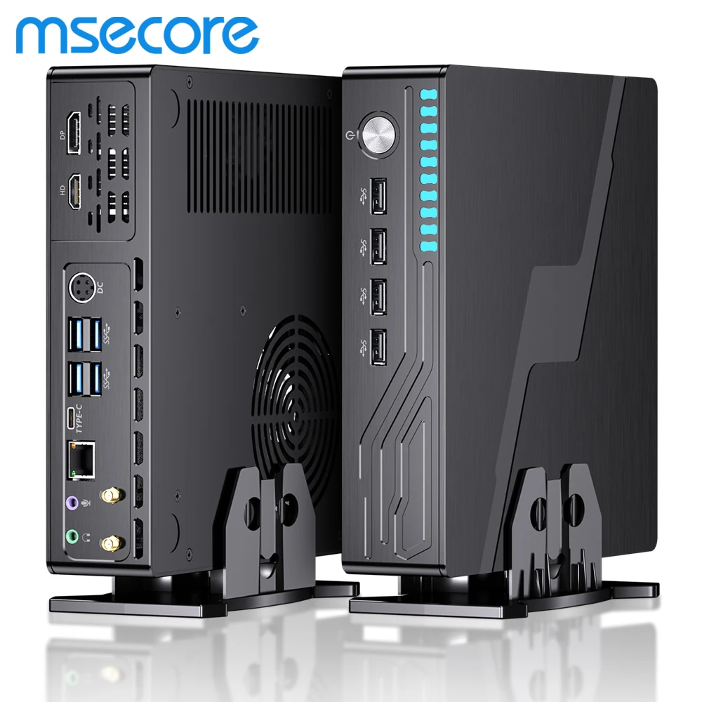 MSECORE Mini-Gaming-PC Intel Core i9-9900T i7-9700F GTX1050Ti 4G Dedizierte Grafikkarte DDR4 NVMe SSD WiFi5 BT5.0 HDMI DP 4K Büro