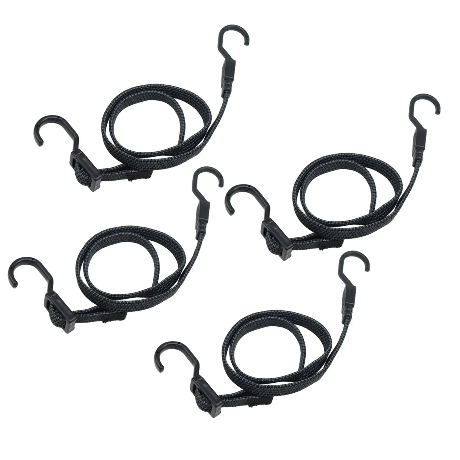 4Pcs Bungee Cords Flat Adjustable with Hooks for Tent Cycling Camping