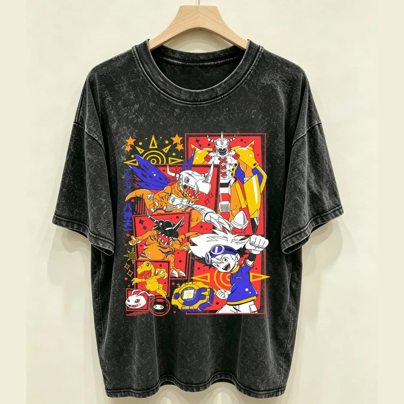 washed T Shirt Agumon Adventure Veemon Digimon All Size YI3129 long or short sleeves vintage Washed Unisex Slightly Stylish