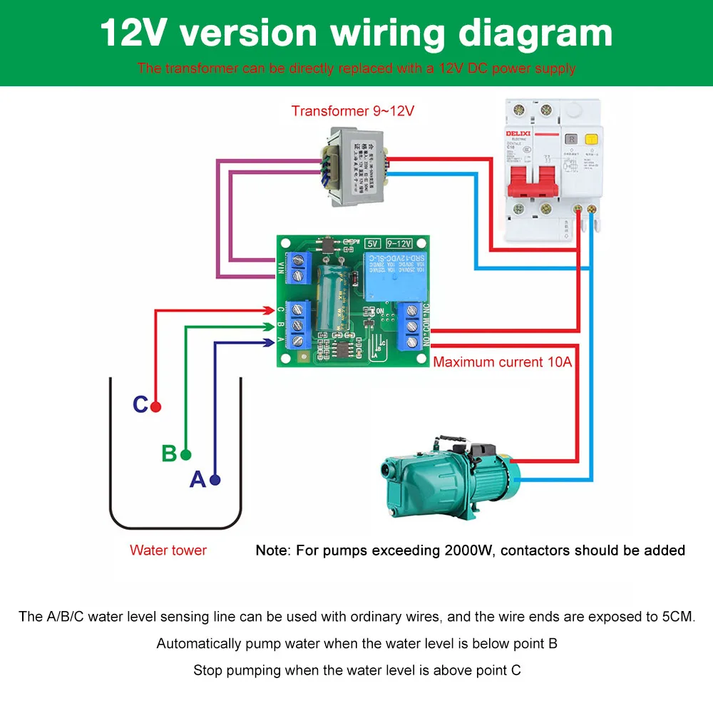 2 in 1 Pump Pour Water Automatic Controller DC 12V Liquid Level Sensor Switch Relay Module for Motor Fish tank Waterhouse Irriga