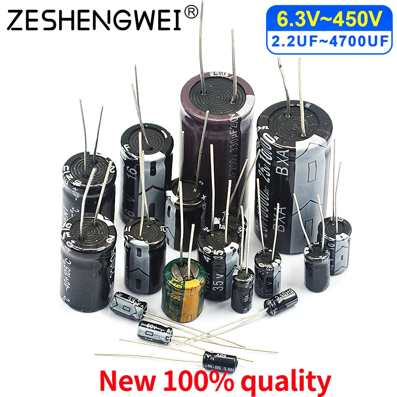 6.3V 10V 16V 25V 35V 50V 400V 450V 1UF 2.2UF 4.7UF 10UF 1000UF 22UF 33UF 47UF 470UF 100UF 220UF Aluminum Electrolytic Capacitor