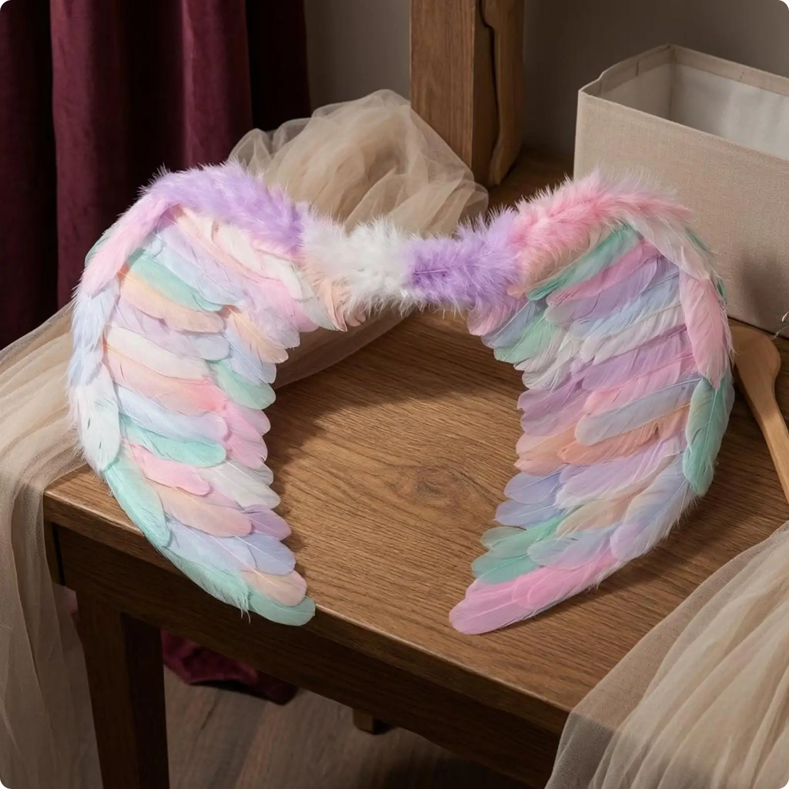 Feather Angel Goose Feathers Angel Feather Handmade Fairy-Tale Horse Headband Set