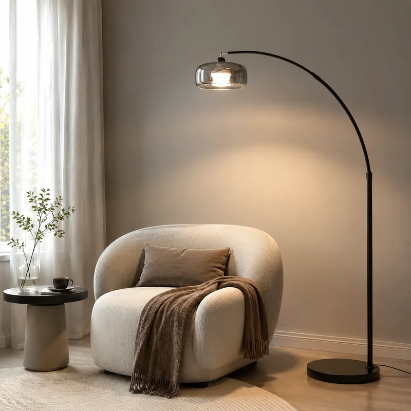 Modern Italian Glass Arc Over Sofa Curved Arm Sculptural Design For Living Room Bedroom Corner Reading Home Decor Floor Lamp