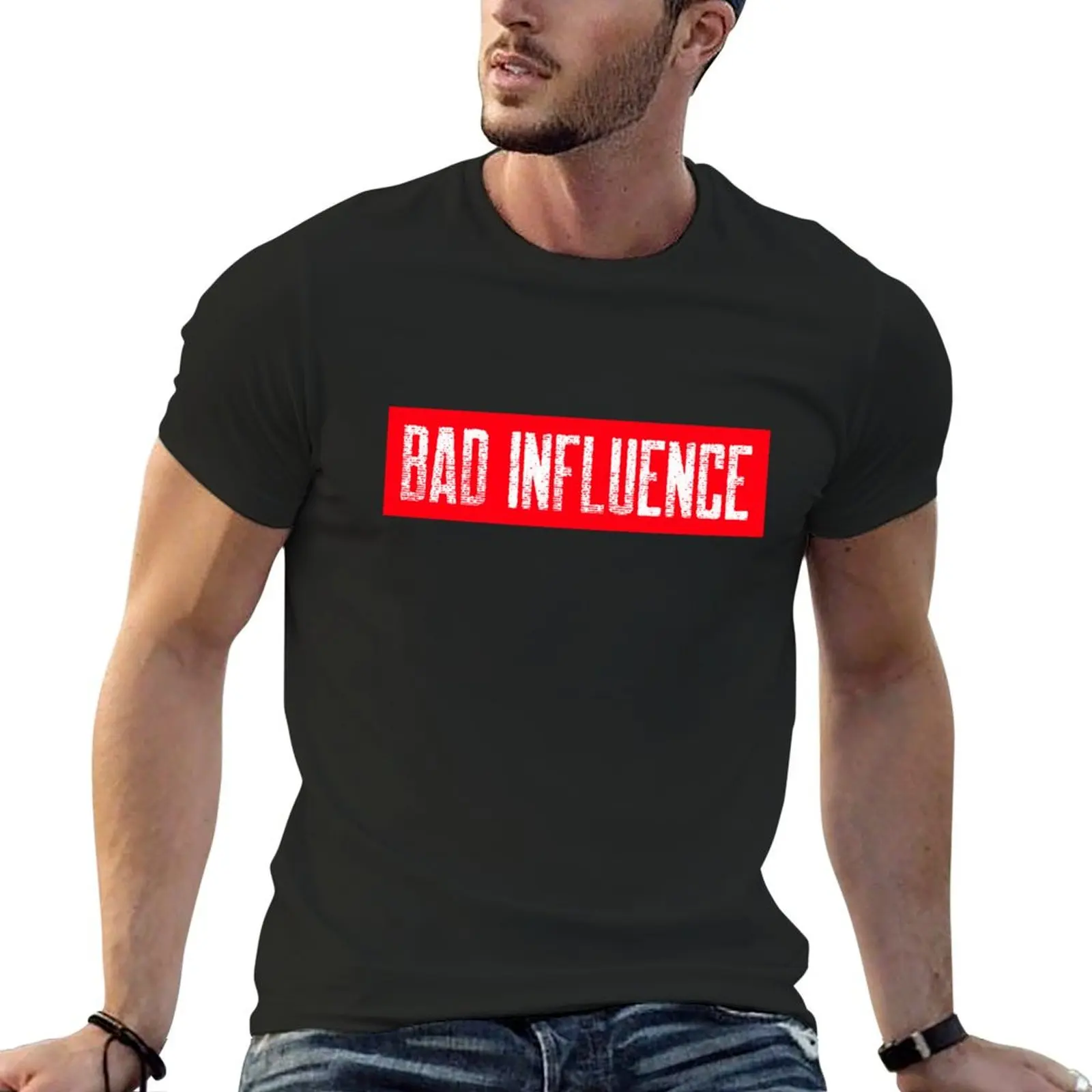 Bad Influence Stamp T-Shirt cotton graphic tees boys animal print anime clothes vintage anime shirt outfits for men