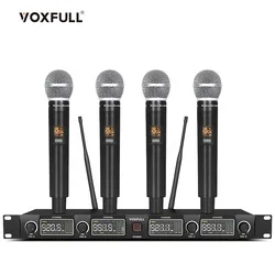 4 channel wireless karaoke Microphone Professional with handheld lavaliar headset and conference For party speech KTV church