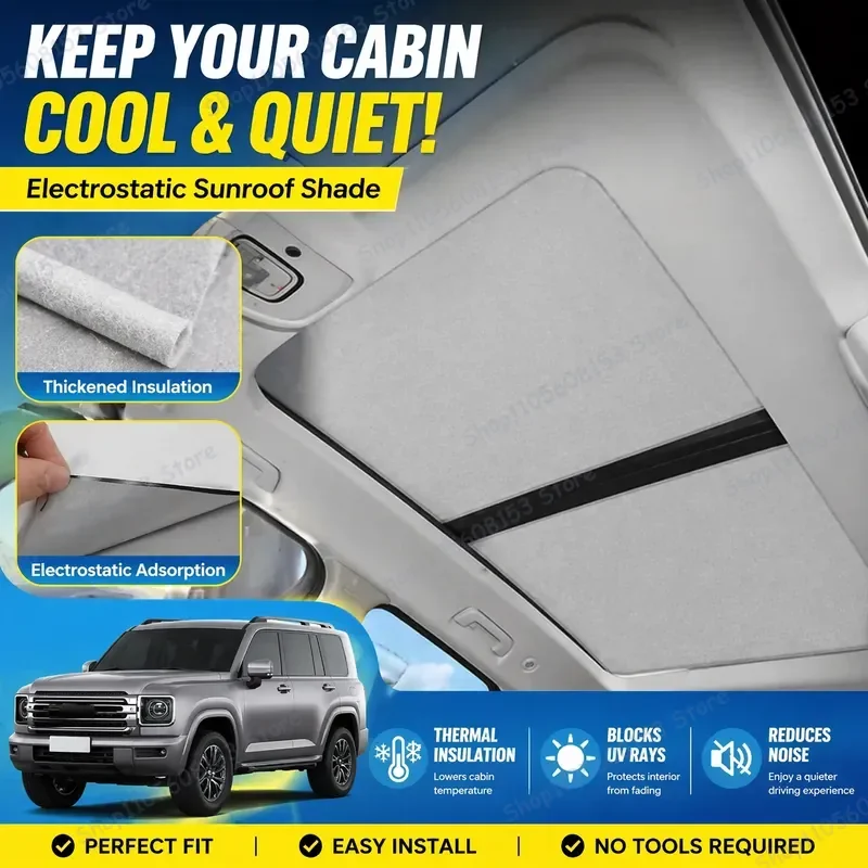 For Haval H9 MK2 2024 2025 2026 Car Roof Sunshade Electrostatic Sunroof Cover Skylight Shade UV Protection Heat Reduction