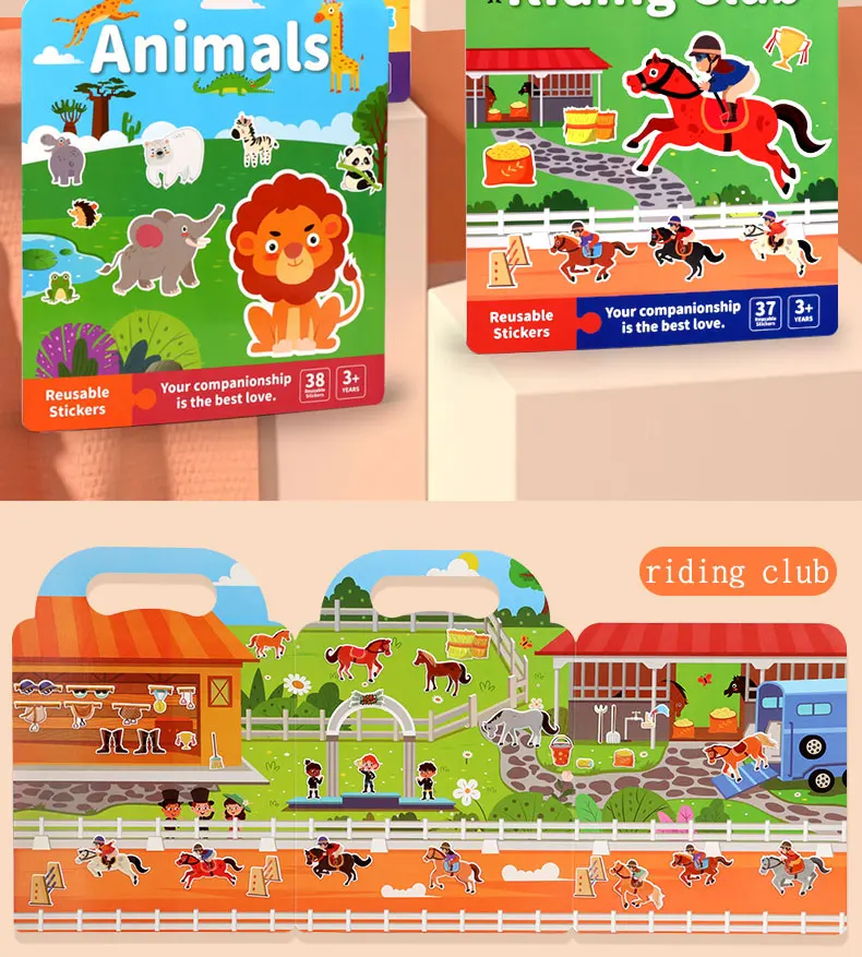 Kinder DIY Aufkleber Buch Blase Szene Aufkleber Gelee Paste Spielzeug Kinder Tragbare Wiederverwendbare Ruhig Beschäftigt Paste EIN Buch – Detail 13