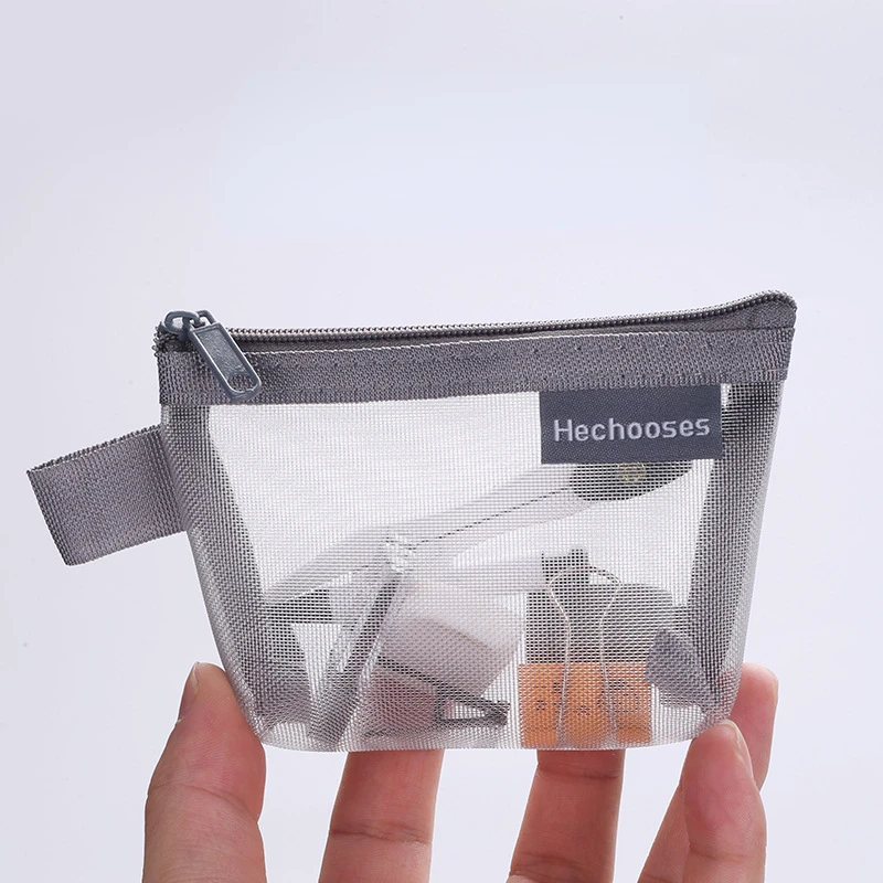 Mini Clear Visable Coin Bags Candy Color Nylon Mesh Zipper Money ID Credit Card Organizer Holder Earphone Keychain Storage Bags