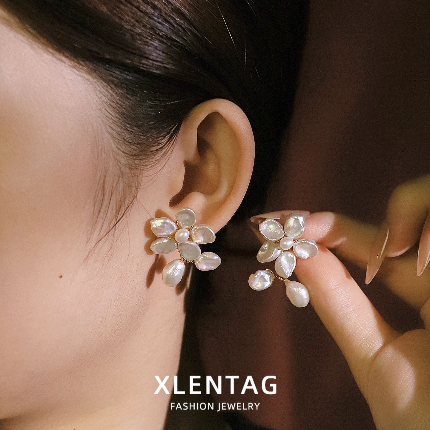 Genuine Baroque Freshwater Pearl Flower Earring for Women Daily Wedding Gift Original Design Handmade Woven Earring Fashion Jewe view 2