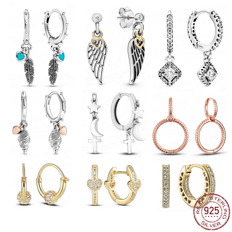 

2022 New Silver Color Charm Double Hoop Earrings Fit Original Brand Charms Diy Fine Jewelry Women Gift For Fine Earring Making