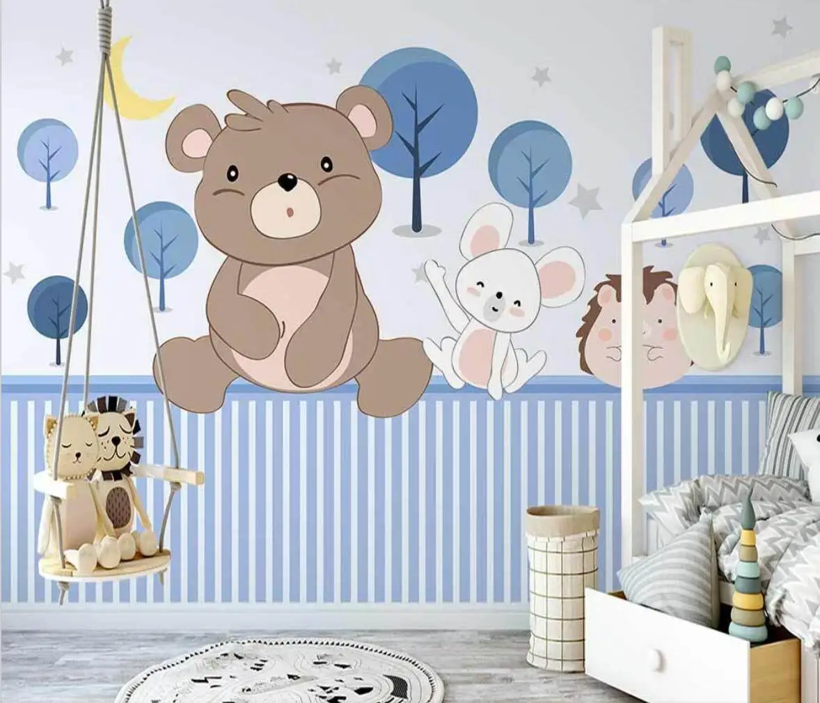 

Custom Cartoon bear small animal wallpaper for children's room background wall papers home decor 3D mural wall papers home decor