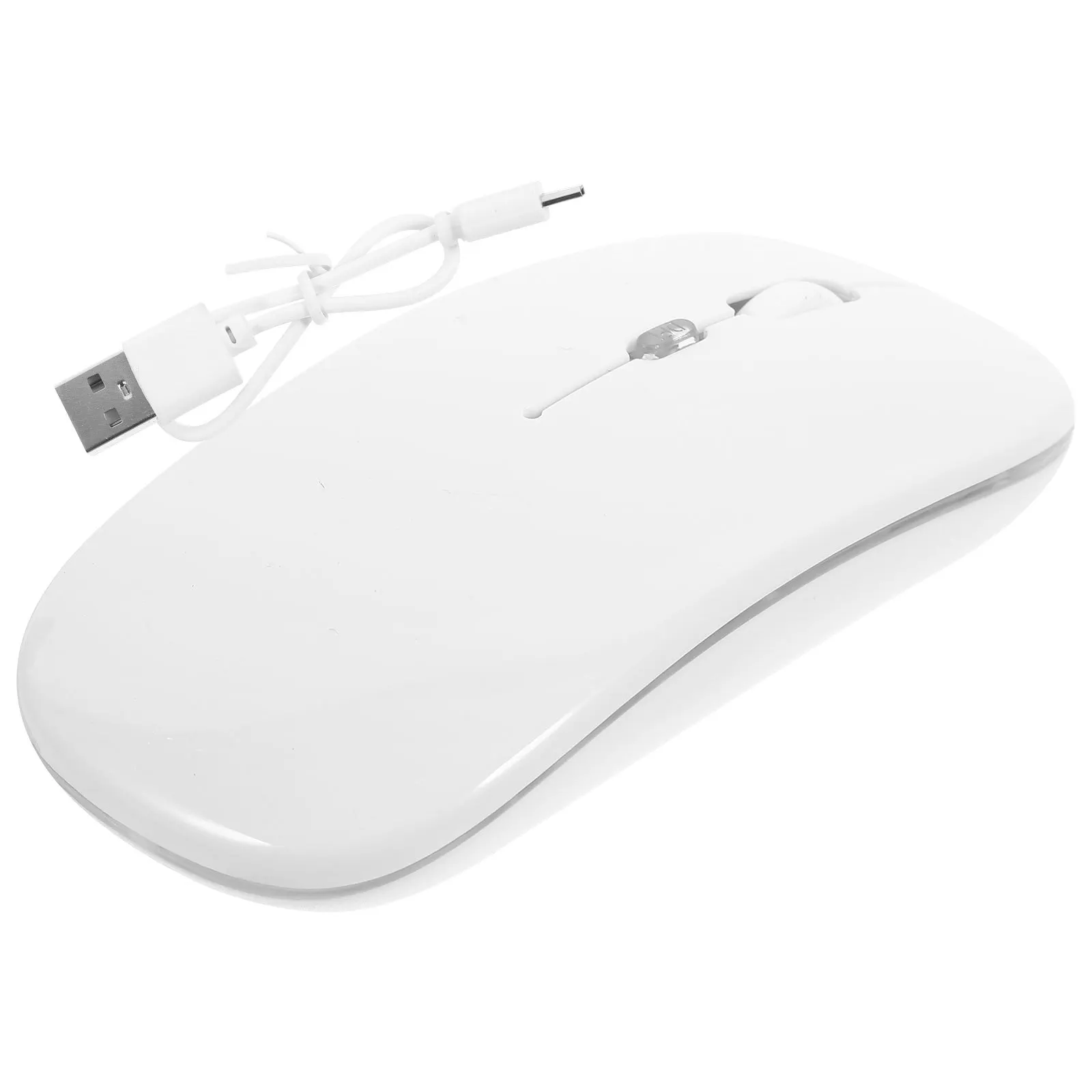 Mouse di ricarica wireless da 2,4 g Mouse per computer portatile silenzioso ultrasottile bianco Mouse wireless a risparmio energetico per sonno profondo