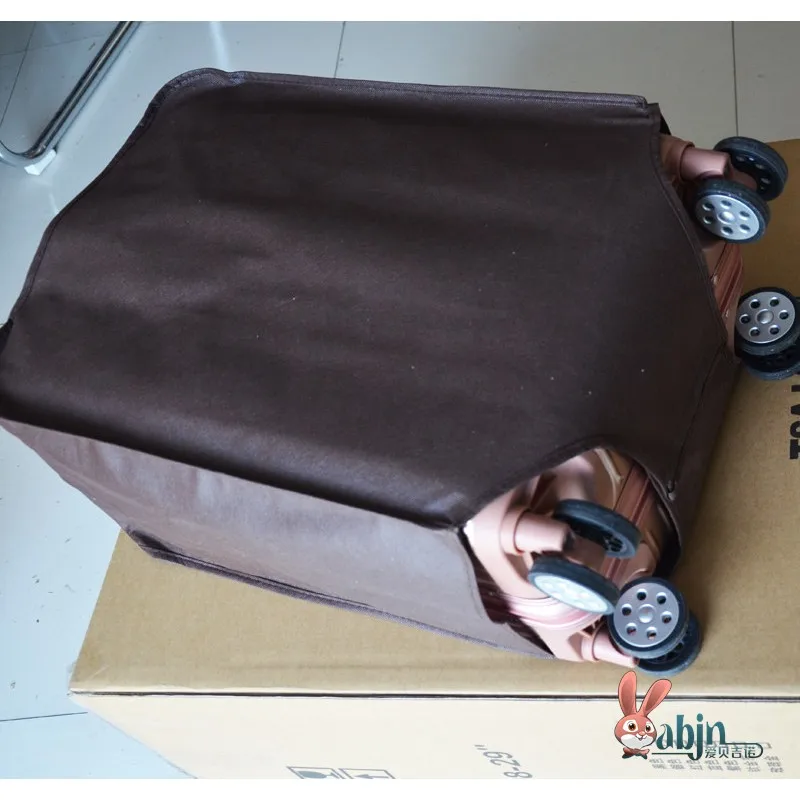 Thick Non-Woven Fabric Luggage Cover Protective Sleeve for Carry-On Suitcase Travel Bag Dustproof Cover in Coffee Color
