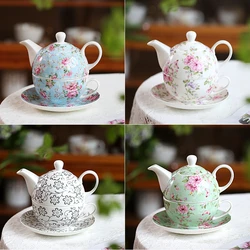 A pot a cup female pot single drink teapot teacup tea set ceramic flower teapot