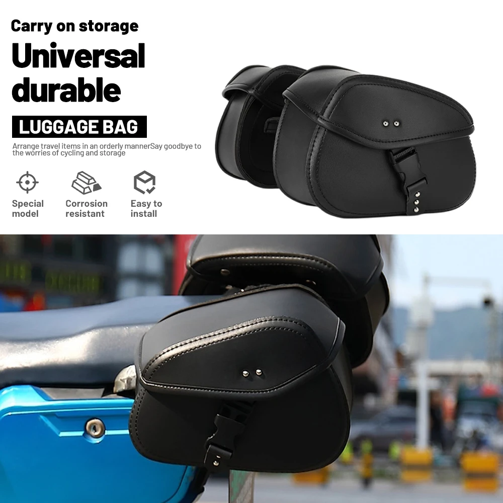 Motorcycle Side Saddle Bag Flip‑Top Buckle Closure For Daily Short Ride Personal Belongings Storage Spare Parts