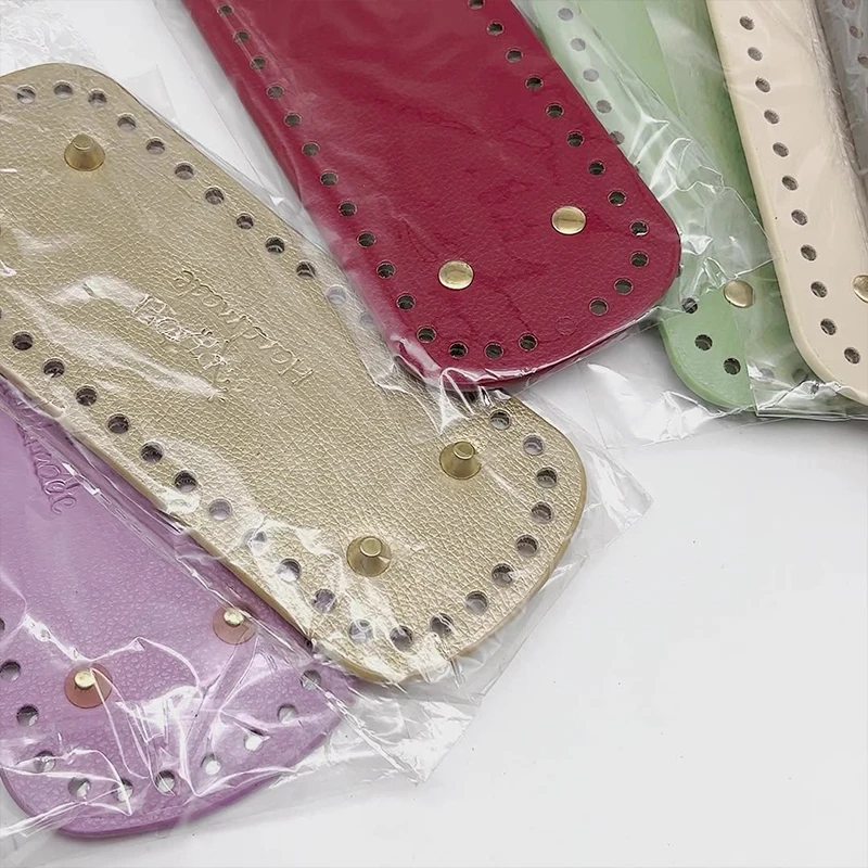 20*8cm Multi-colored Long Oval Bag Bottom PU Bag Bottom With Rivets Holes Wear Resistant Bottoms For Knitting Bags Handbag Bags