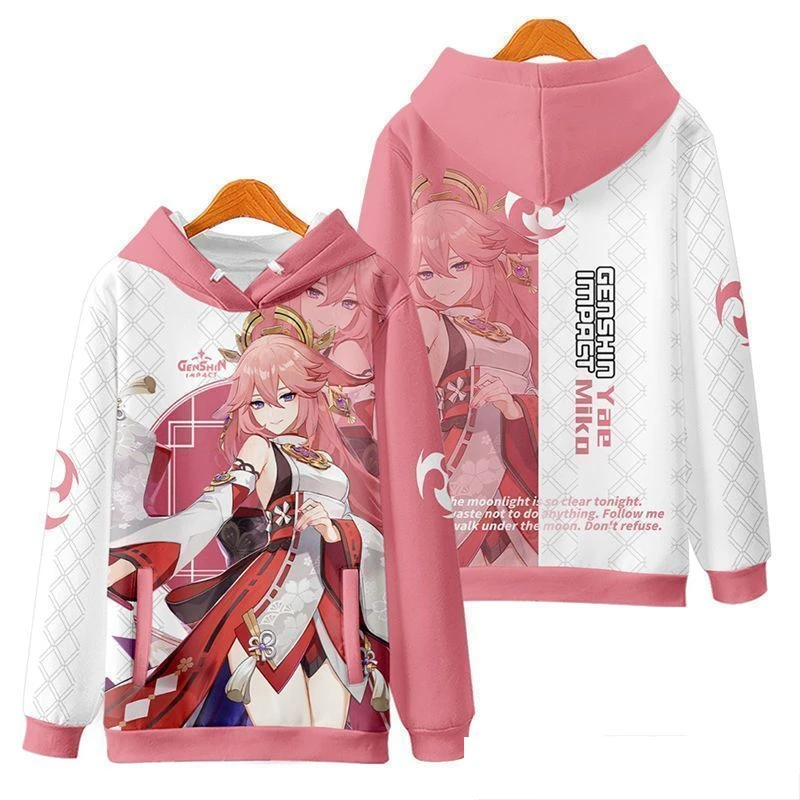 New Games Genshin Impact Yae Miko Cosplay Hoodies 3D Print Men Women Anime Cartoon Sweatshirt Fashion Harajuku Y2k Pullover Coat