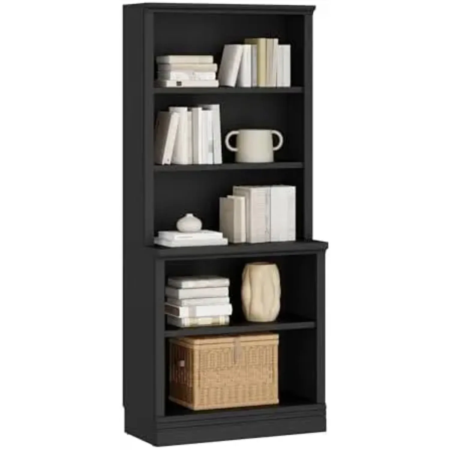 5-Tier Multi-Depth Bookshelf, Adjustable Shelves, 72.5