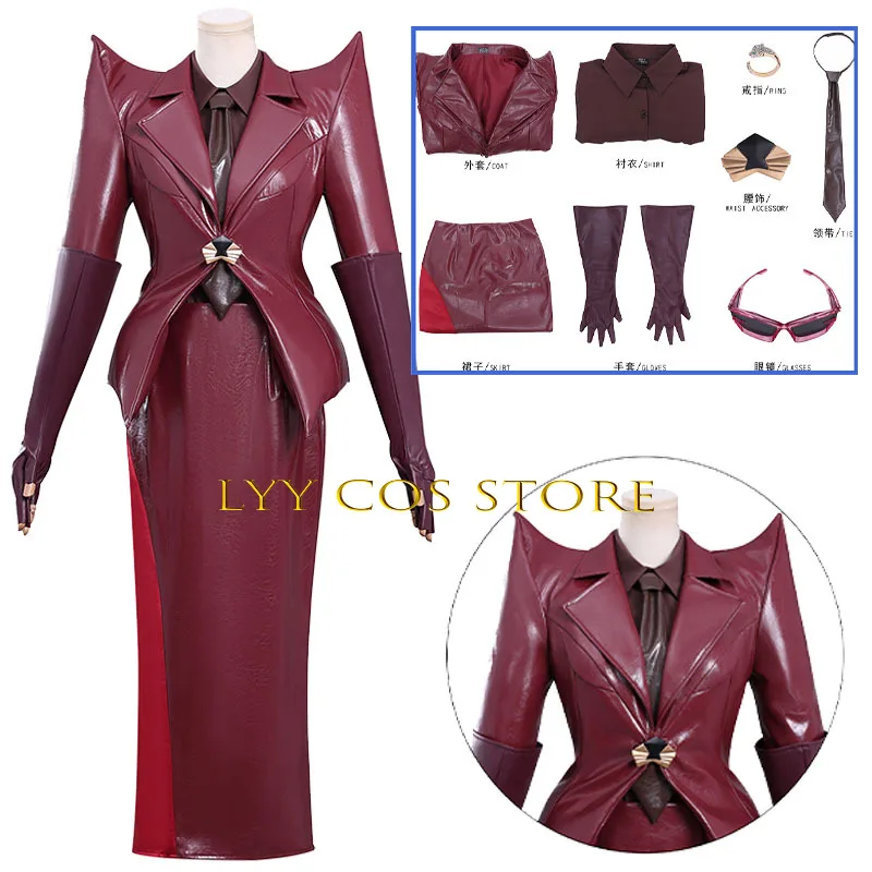 

Cat Miss Vera Cosplay Anime Gabby Vera Cosplay Costume Red Leather Jacket Skirt Uniform Set Hallowmas Party Outfit for Women