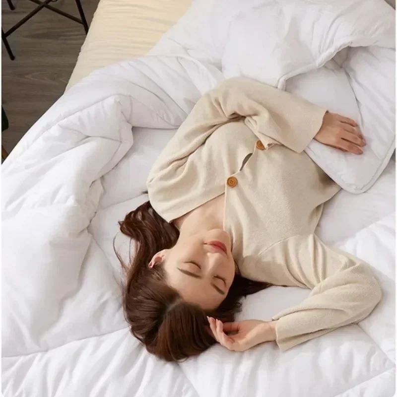 Winter Quilt Thick Warm Soft Quilted for Adult Warm Comfortable Solid Color Comforter Double Size Bed Blanket Comforter