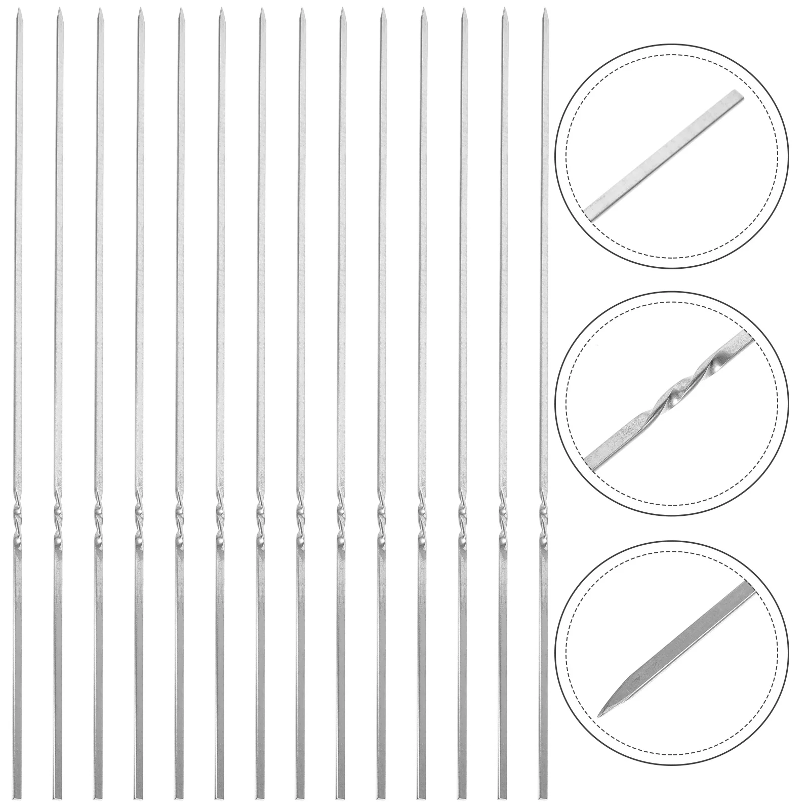 

50pcs Stainless BBQ Skewers 304 Flat 3 5mm Metal Skewers Wide 1 8mm Thick 35cm Grilling Meat Tools Outdoor Cooking