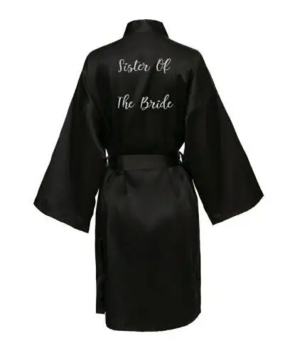 Satin Silk Robe Bride Robe Women Wedding Robe Bridesmaid Robes Dressing Bridal Robes Black