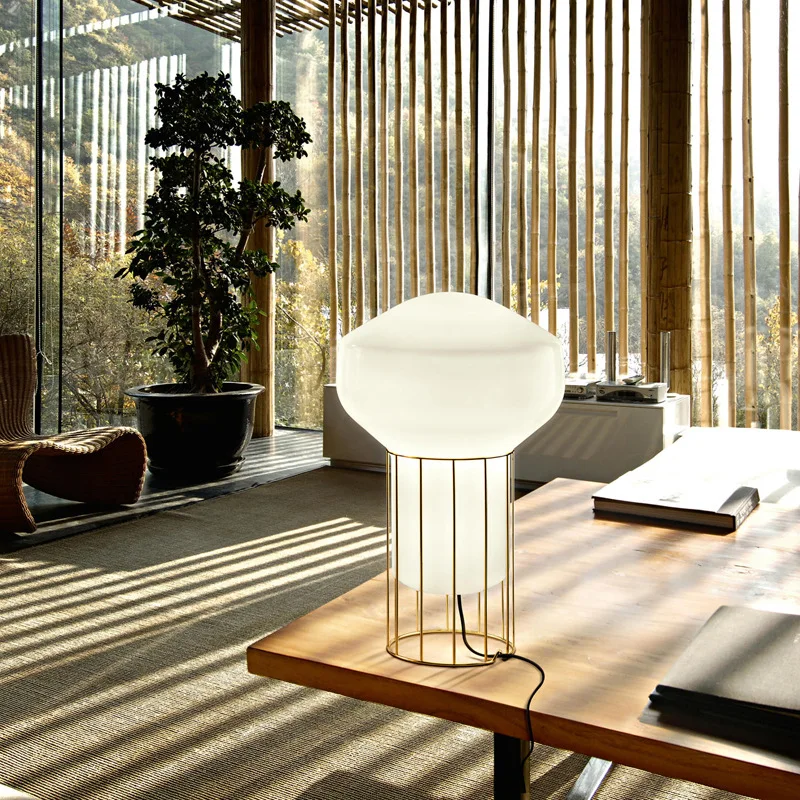 Italy Design Metal Floor Lamp with Glass Lampshade Table Desk Light E27 Bulb