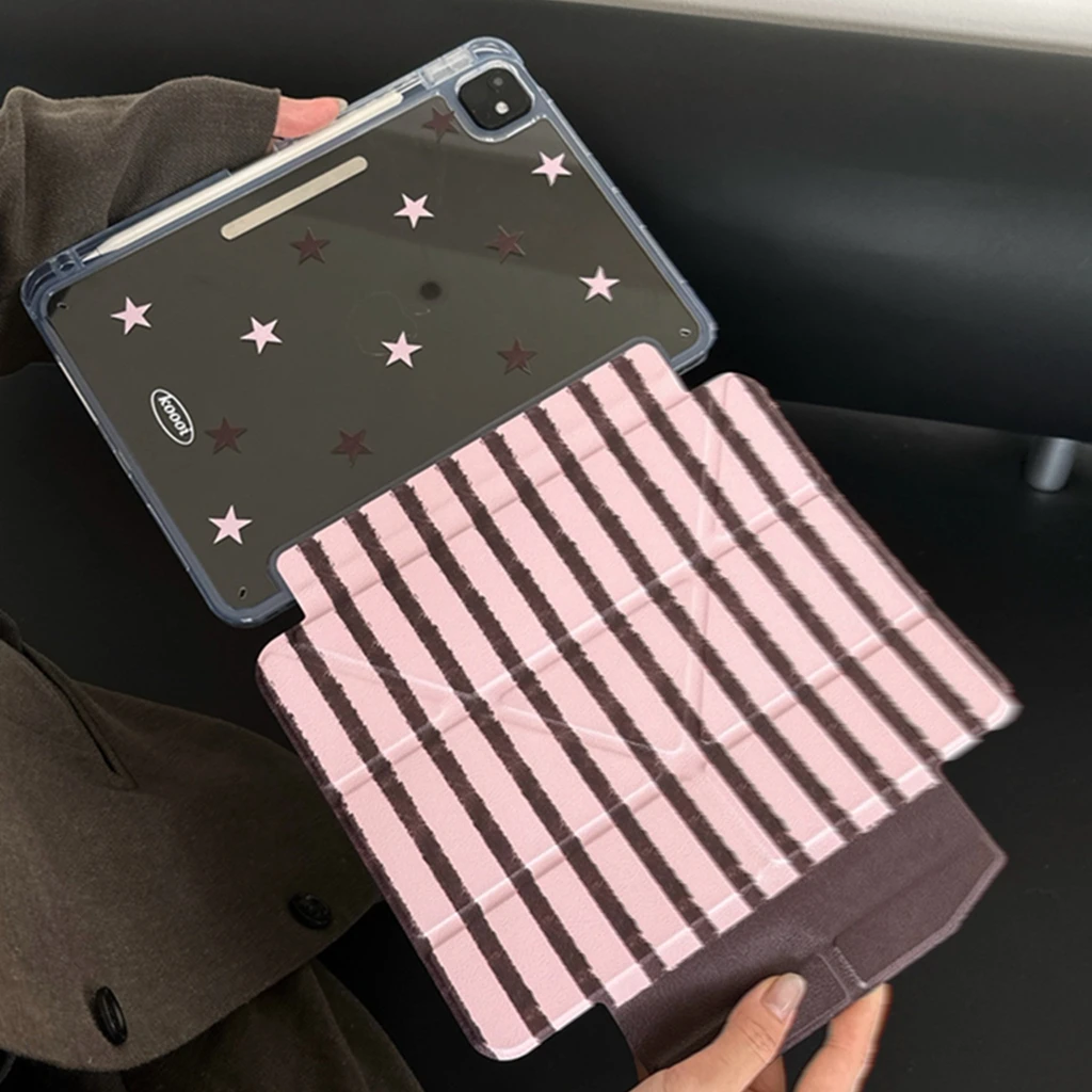 

Чехол для планшета с рисунком розово-коричневой полоски и звезды для iPad Air 11 дюймов 13 дюймов Pro 12,9 дюйма 9,7 дюйма 5, 6, 10,2 дюйма, 7, 8, 9, 10, Air 3 4 5 6, чехол