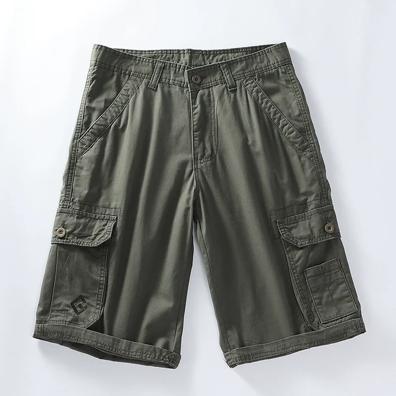 

Men's Summer Work Shorts 6 Pockets Cotton Outwear Black Khaki Green Casual Loose Fit Trousers Straight Leg for Men