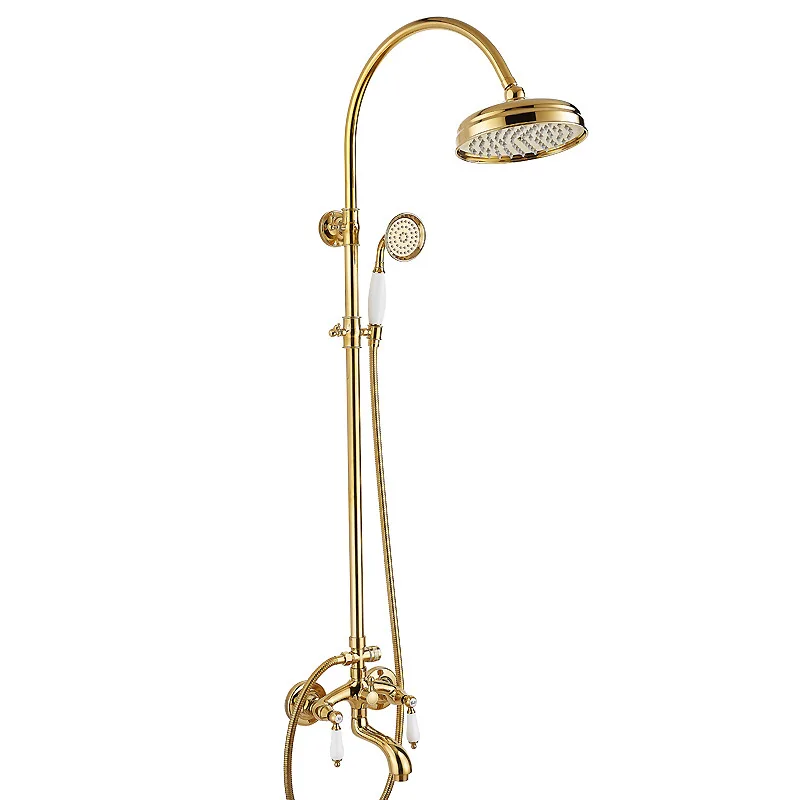 

French retro full refined copper gold shower set, bathroom, bathroom, shower nozzle, surface pressurized.