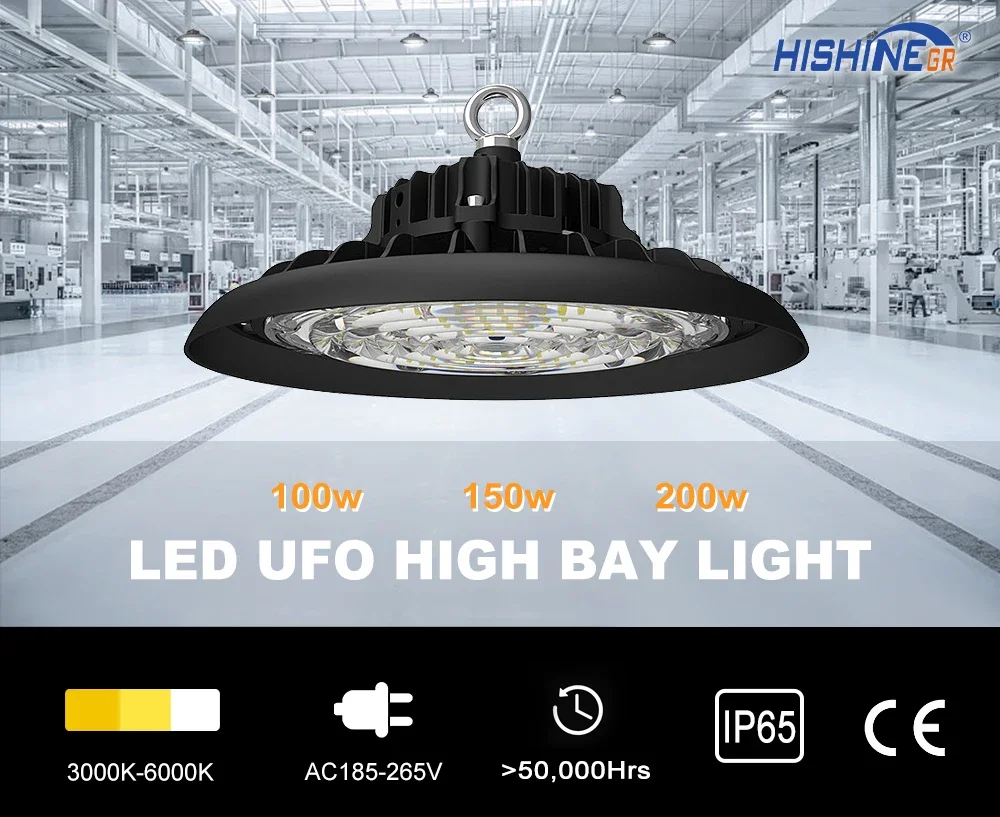 Hishine H5 UFO LED High Bay Light High Lumens 150lm/w Led High Bay Lights for Warehouse and Industrial Led Lights