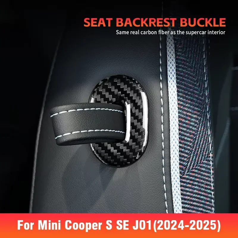

For MINI Cooper S SE J01 New Energy Real Dry Carbon Fiber 2024-2025 Seat Backrest Buckle Interior Modification Accessories Trim