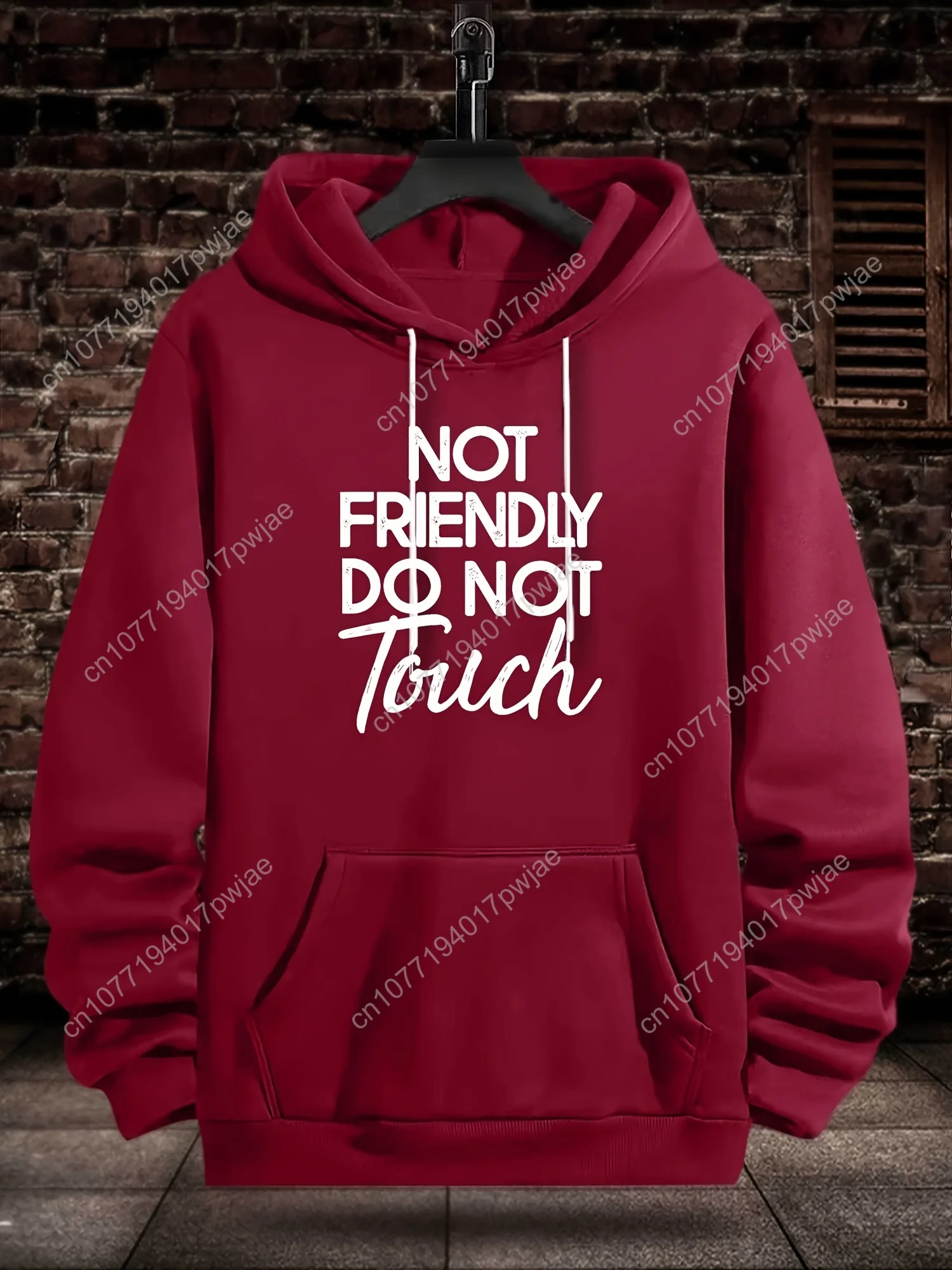 Impressão criativa masculina não amigo não toque manga longa casual moletom com capuz, moda com capuz superior pulôver moletom esportivo