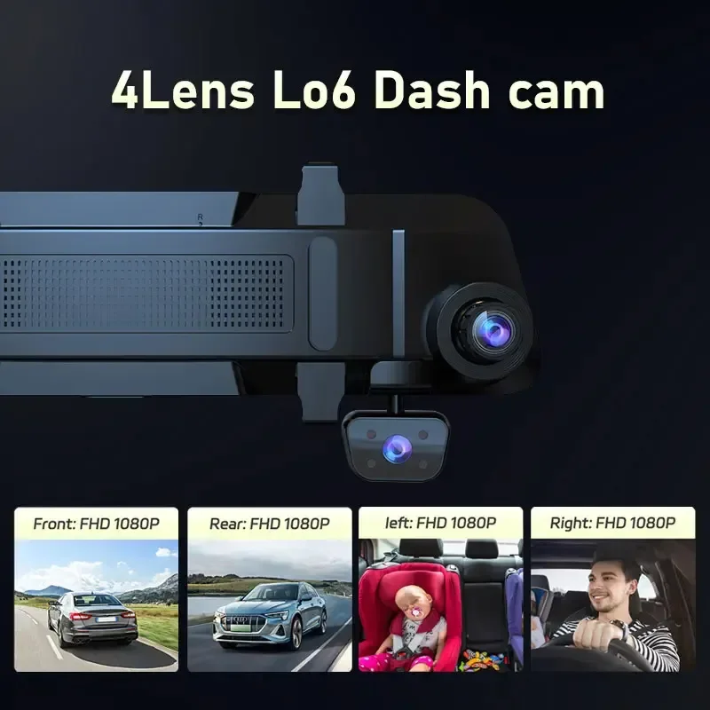 11,66-дюймовый 4-объективный автомобильный видеорегистратор 1080P HD WiFi GPS Зеркало заднего вида DVR с ночным видением Парковочный Monior для автомобилей Вантажівки manufactu