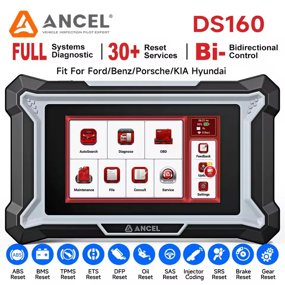 ANCEL DS160 OBD2 Car Diagnostic Tools All System Bidirectional Control SAS/Oil/BMS Reset ABS Bleeding 30+ Reset OBD Auto Scanner