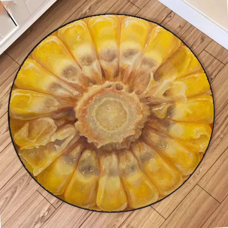 Funny Egg on the Ground Print Round Carpet, Soft Anti-Slip Circle Rug for Living Room or Bedroom, Creative Decorative Floor Mat