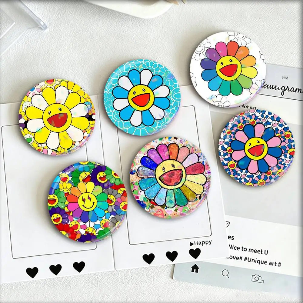 

T-Takashi Murakamis F-Flowers Laser Badge Creative Pins Brooch for Bag Clothes Hat Decor Gifts Fans Collect