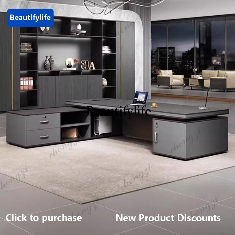 MM85 Workstation Modern Mesa Escriotorio Home Office L Shape Storage Executive Desk Designer Computer Bureaux Table Computer Des