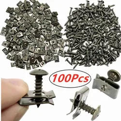 100pcs 자동 Ushaped 클립 나사에 대 한 금속 셀프 태핑 패스너 오토바이 안티 녹 보호 클립 나사 클립 철 플레이트