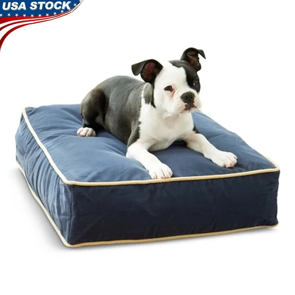 

Reversible Rectangle Dog Bed Microfiber Water Stain Resistant Machine Washable Soft Poly-Fiber Indoor Outdoor Pet Bed 24x18x5