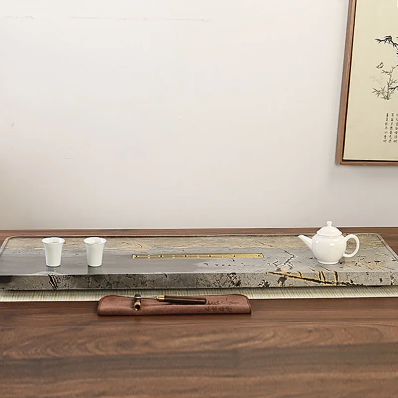 dh-Chinese Drainage Tea Tray Ceremony Drip Rectangle Afeteria Tableware Tea Tray Serving Coffeeware Bandejas Home Decorationgs