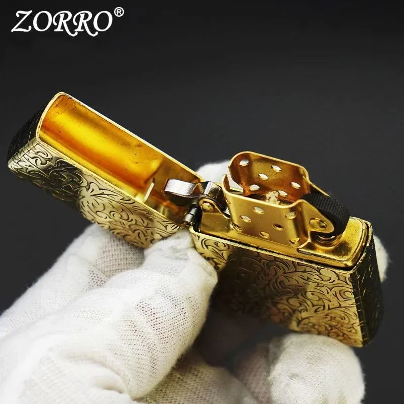 

ZORRO 902, пятигранная резьба, Constantin Cross, латунная керосиновая зажигалка, винтажный шлифовальный круг, зажигание, мужской коллекционный подарок