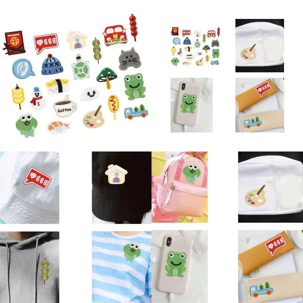 

22 Pcs Tanghulu Sewing Patches Mushroom Iron on Patches Frogs Embroidery Patches Y08E